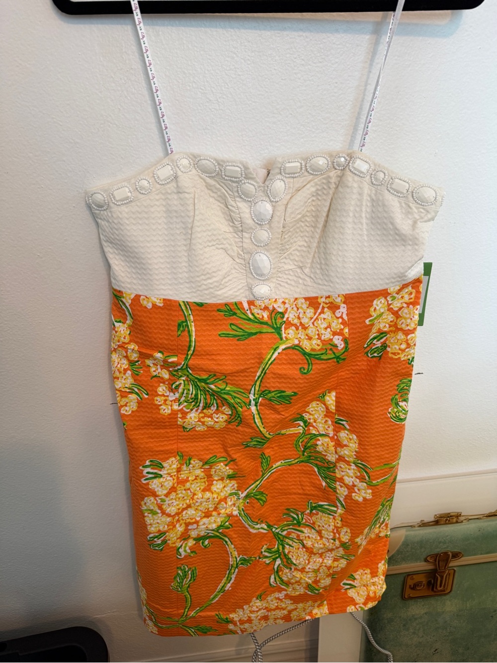 Lilly Pulitzer Bowen Orange Floral Strapless Mini Dress with White Bodice